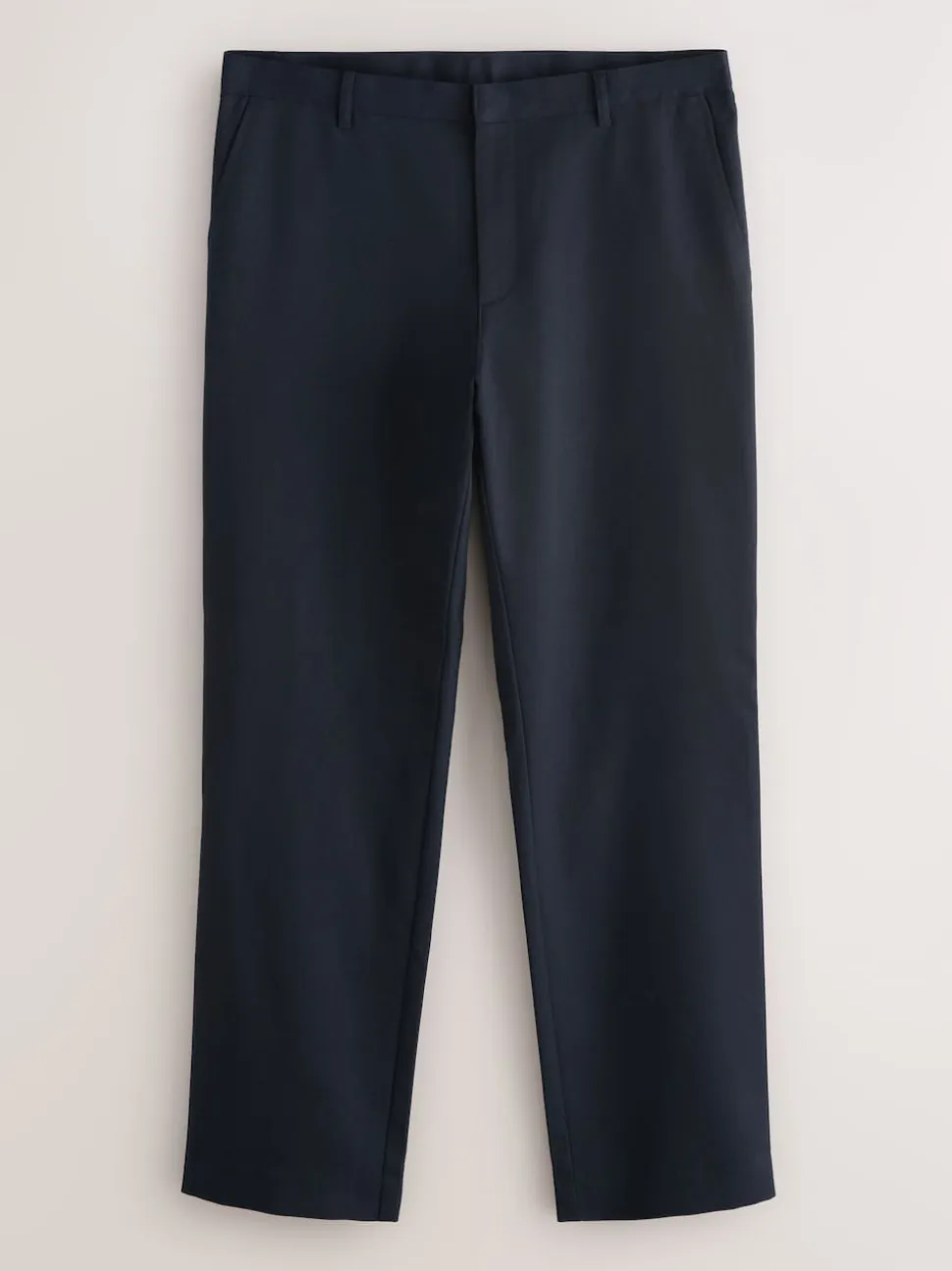 Navy Blue Regular Fit Plain Front Smart Trousers 2 Pack
