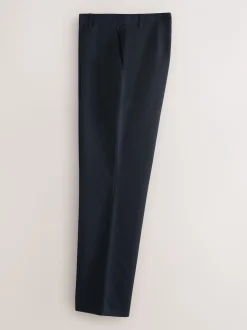 Navy Blue Regular Fit Plain Front Smart Trousers 2 Pack