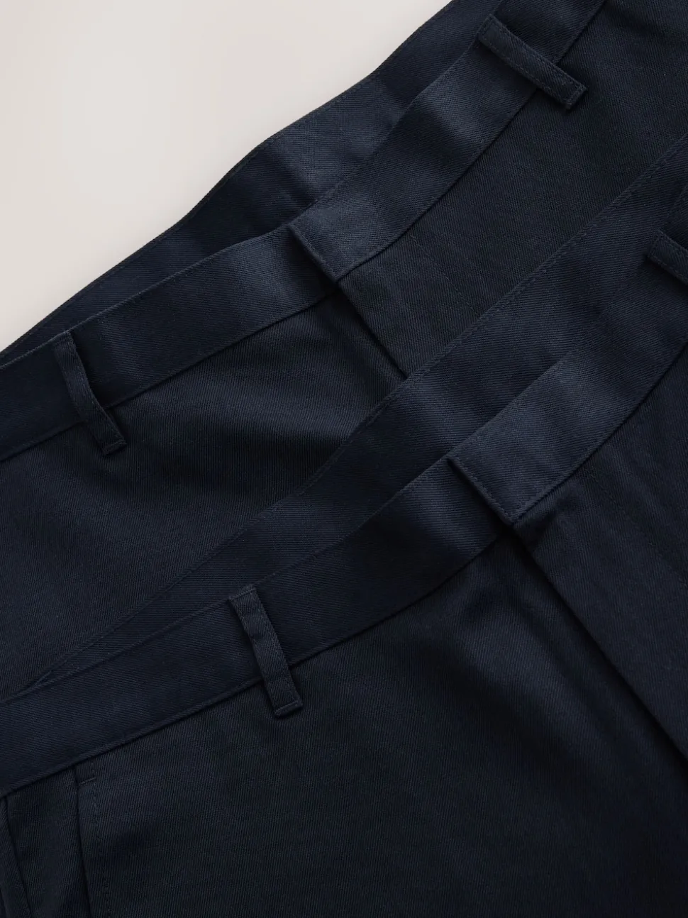 Navy Blue Regular Fit Plain Front Smart Trousers 2 Pack
