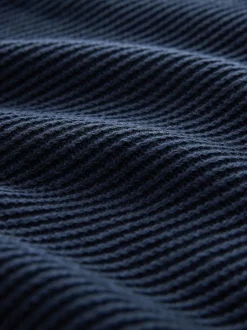 Navy Blue Regular Fit Rib Texture Mock Shirt Jumper