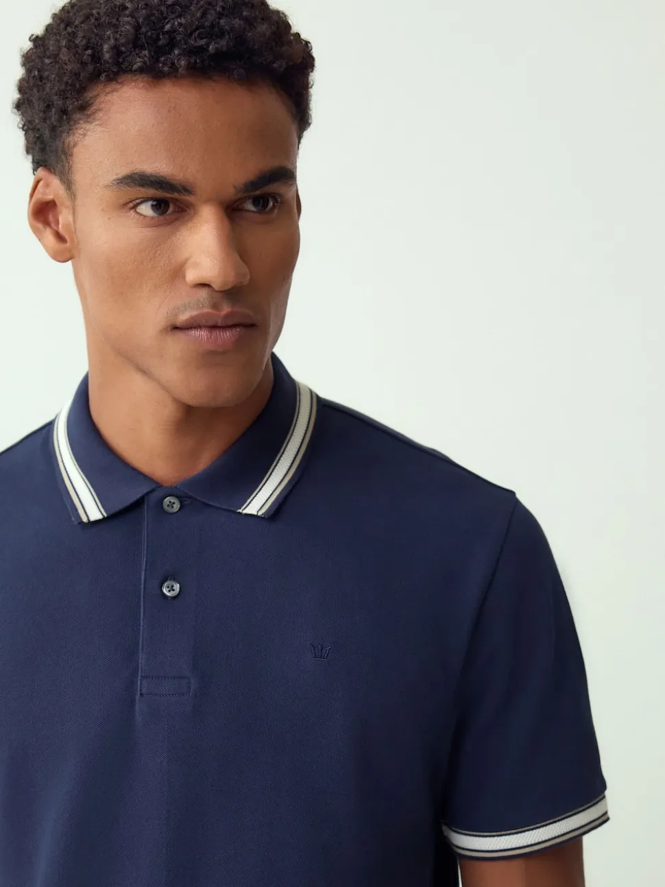 Navy Blue Regular Fit Short Sleeve Tipped Polo Shirt