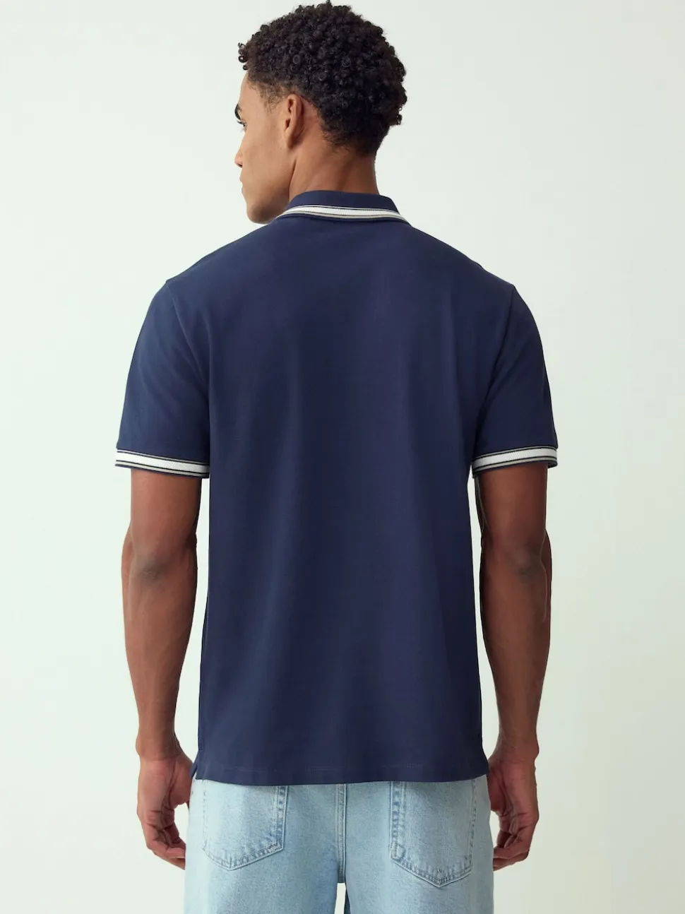 Navy Blue Regular Fit Short Sleeve Tipped Polo Shirt