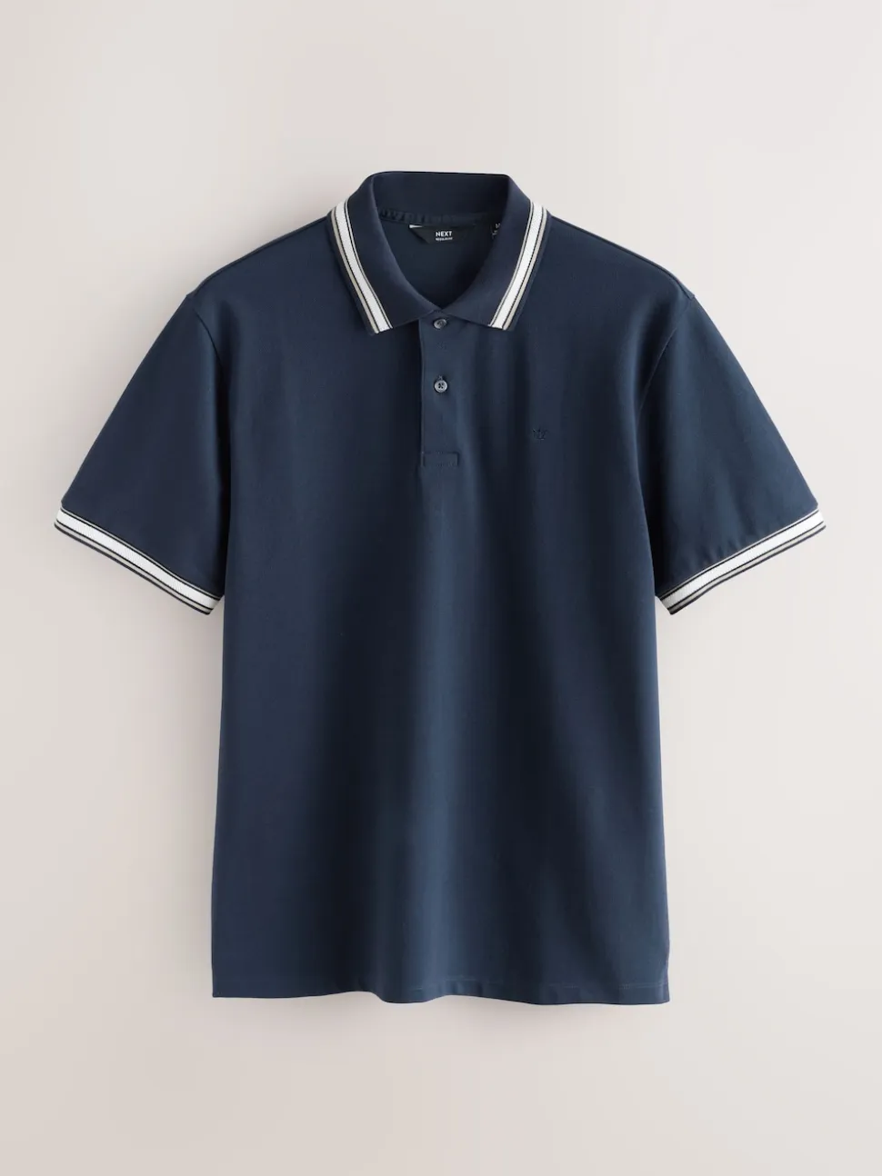 Navy Blue Regular Fit Short Sleeve Tipped Polo Shirt