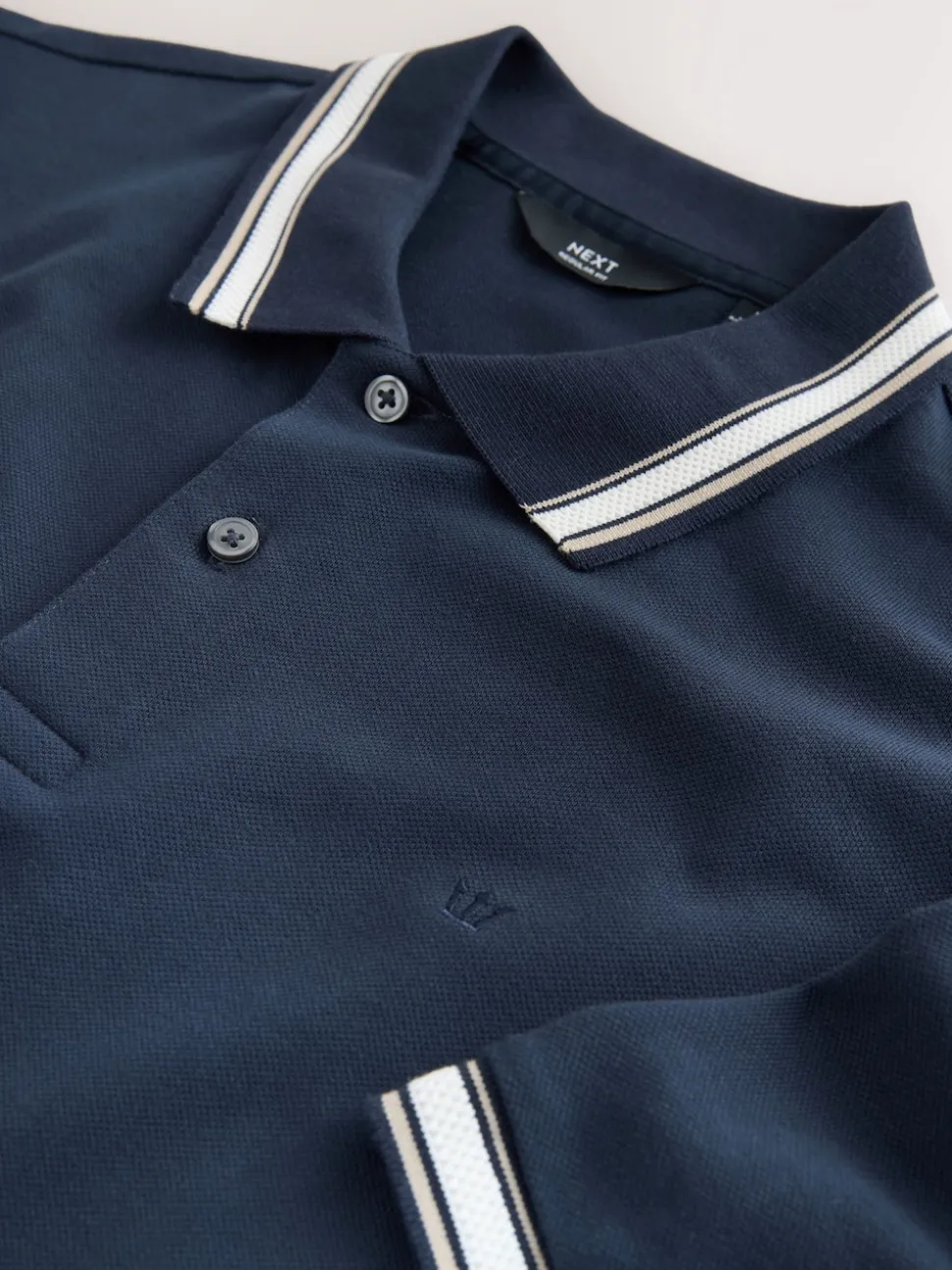 Navy Blue Regular Fit Short Sleeve Tipped Polo Shirt