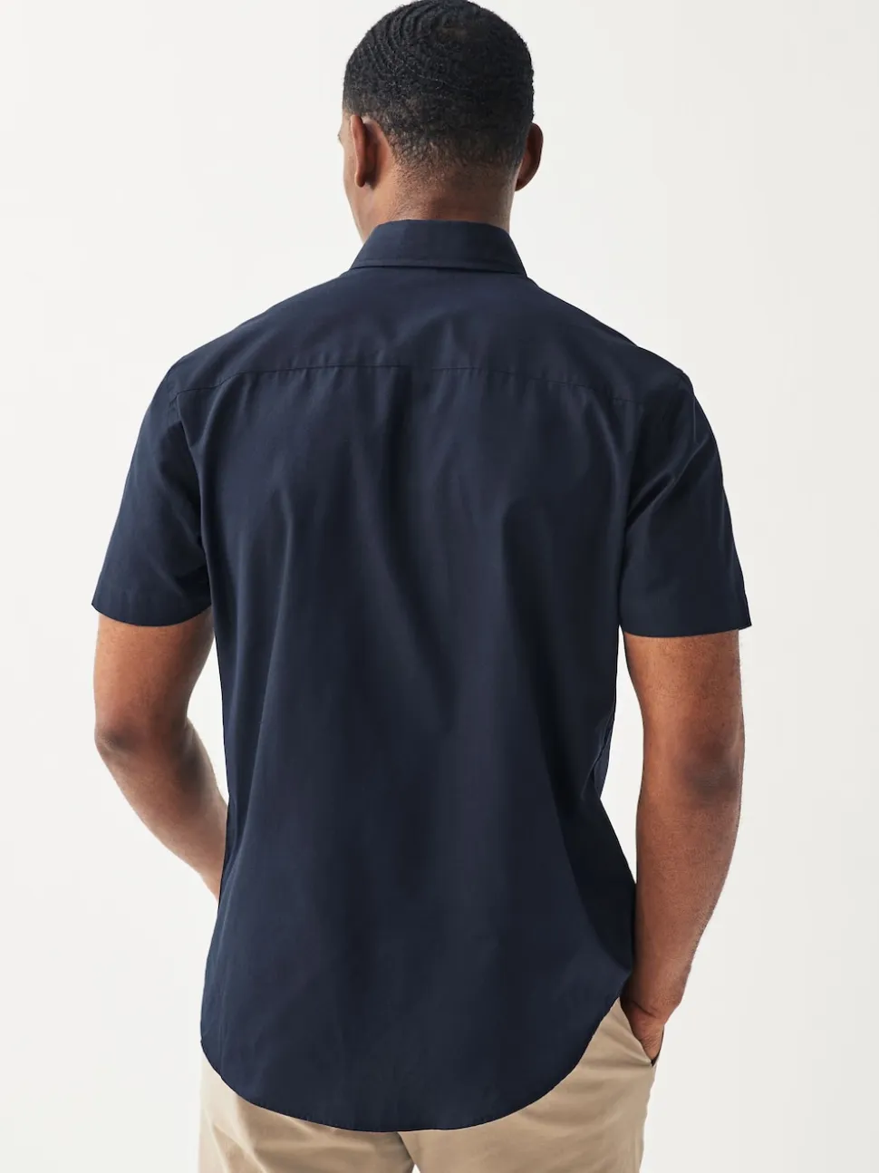 Navy Blue Regular Fit Short Sleeve Easy Iron Button Down Oxford Shirt