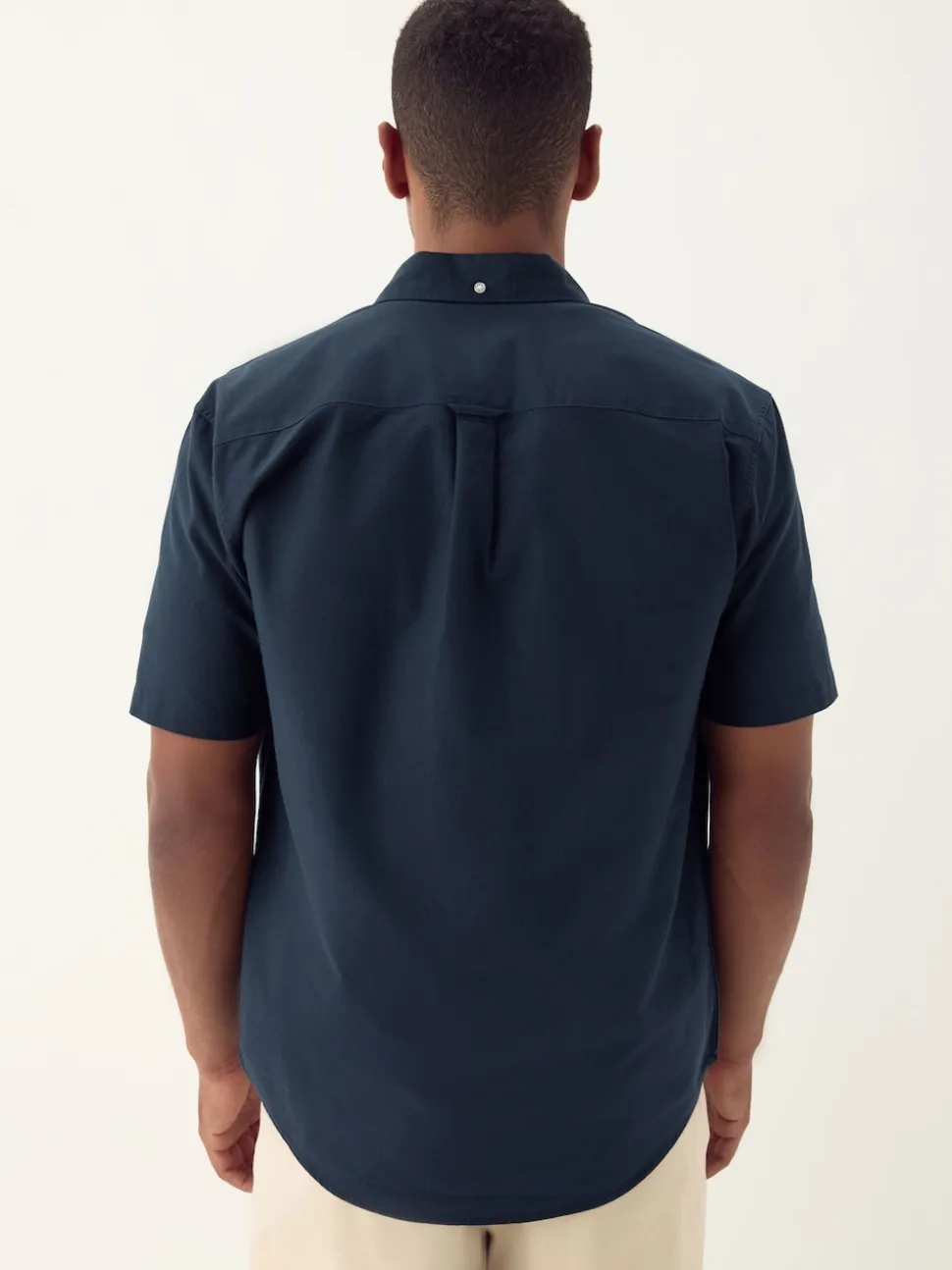 Navy Blue Regular Fit Short Sleeve Oxford Shirt