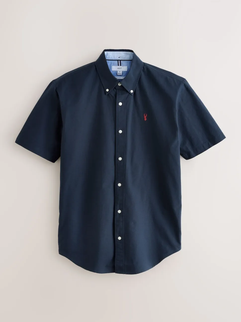 Navy Blue Regular Fit Short Sleeve Oxford Shirt