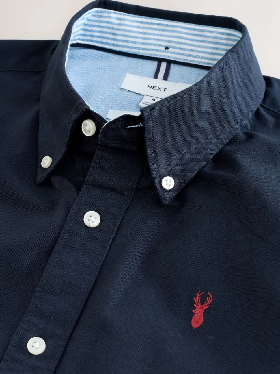 Navy Blue Regular Fit Short Sleeve Oxford Shirt