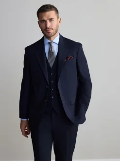 Navy Blue Regular Fit Signature Nova Fides 100% Italian Wool Suit Jacket