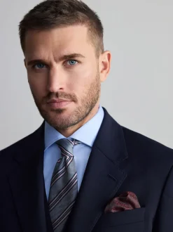 Navy Blue Regular Fit Signature Nova Fides 100% Italian Wool Suit Jacket