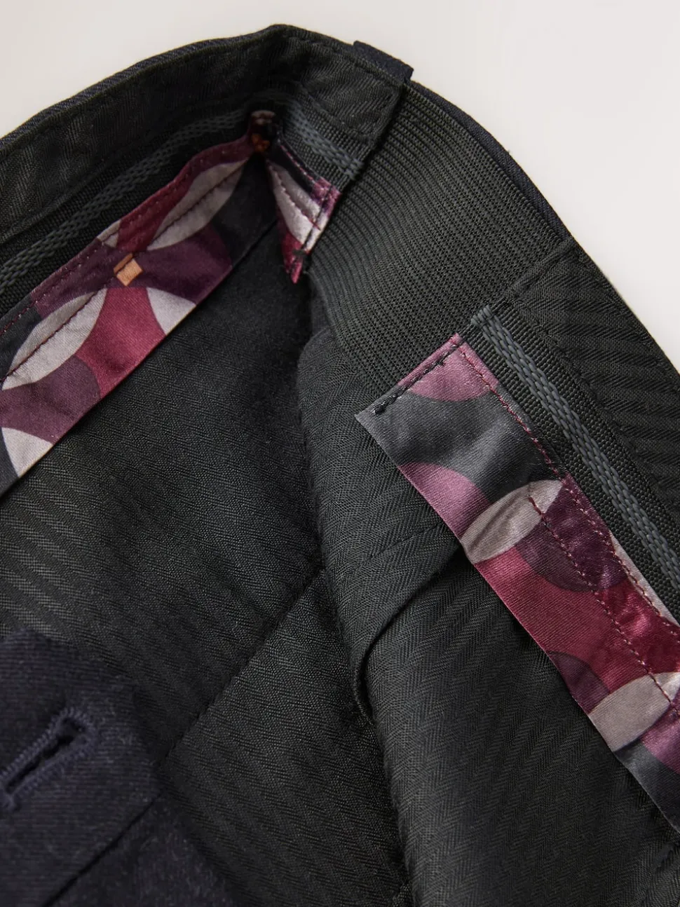 Navy Blue Regular Fit Signature 100% Wool Trousers With Motion Flex Waistband