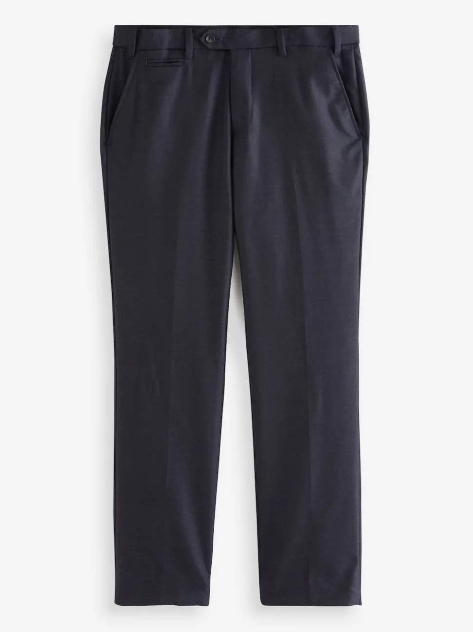 Navy Blue Regular Fit Signature 100% Wool Trousers With Motion Flex Waistband