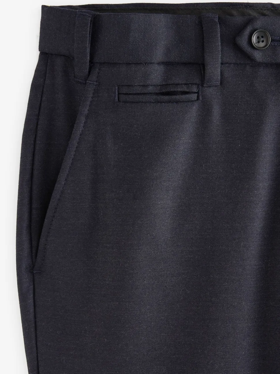 Navy Blue Regular Fit Signature 100% Wool Trousers With Motion Flex Waistband