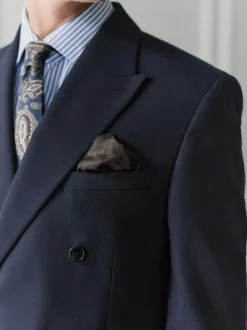 Navy Blue Regular Fit Signature Leomaster Wool Rich Double Breasted Blazer