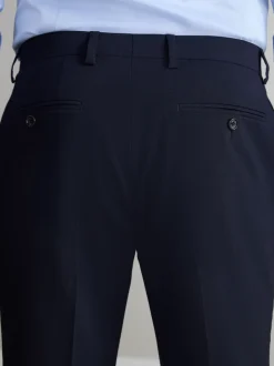 Navy Blue Regular Fit Slim Fit Signature Nova Fides 100% Italian Wool Suit Trousers