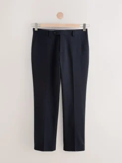 Navy Blue Regular Fit Slim Fit Signature Nova Fides 100% Italian Wool Suit Trousers