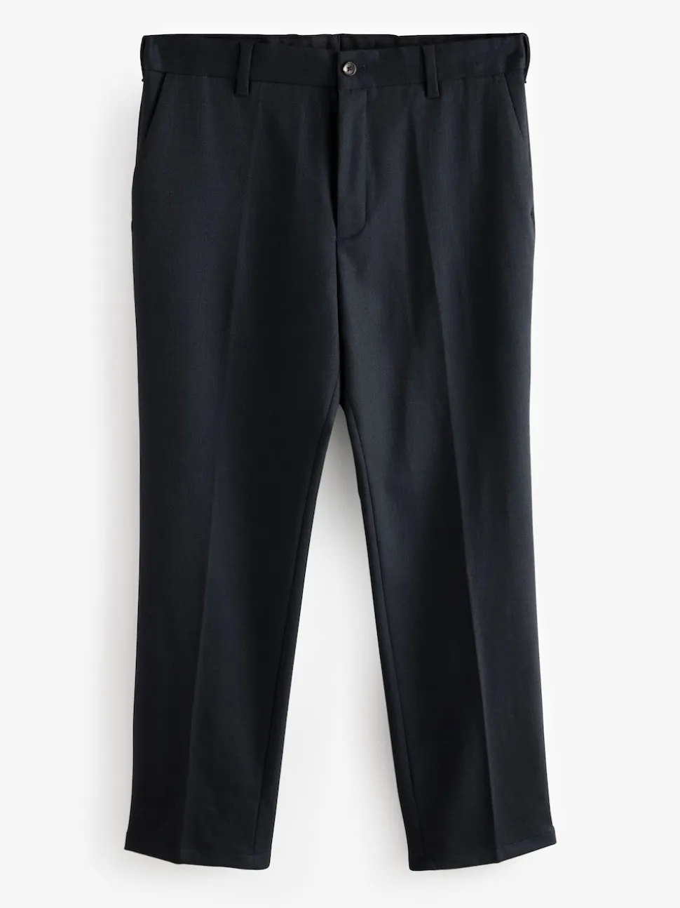 Navy Blue Regular Fit Smart Trousers With Wool