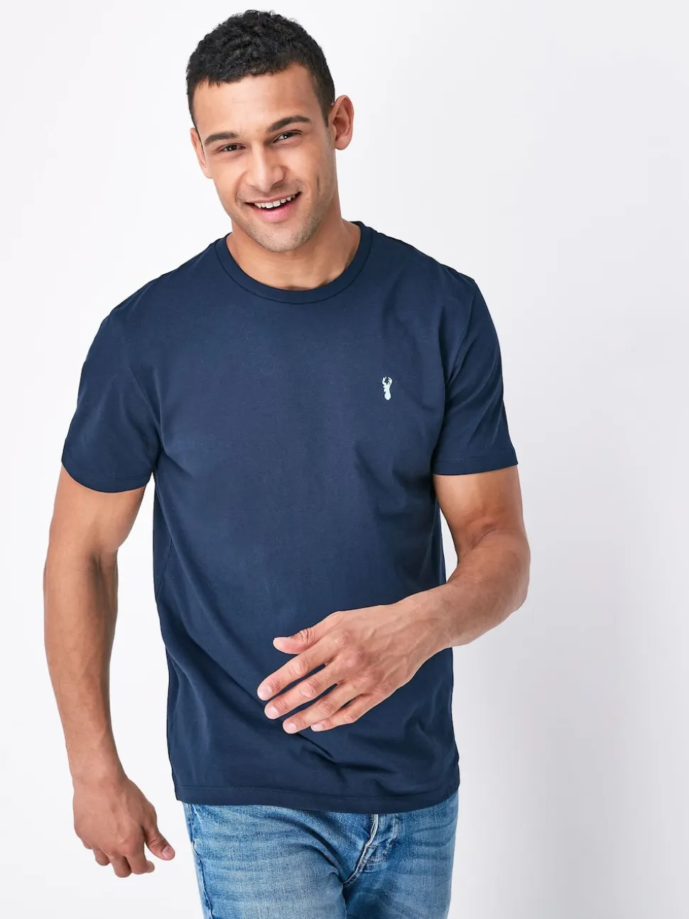 Navy Blue Regular Fit Stag T-Shirt