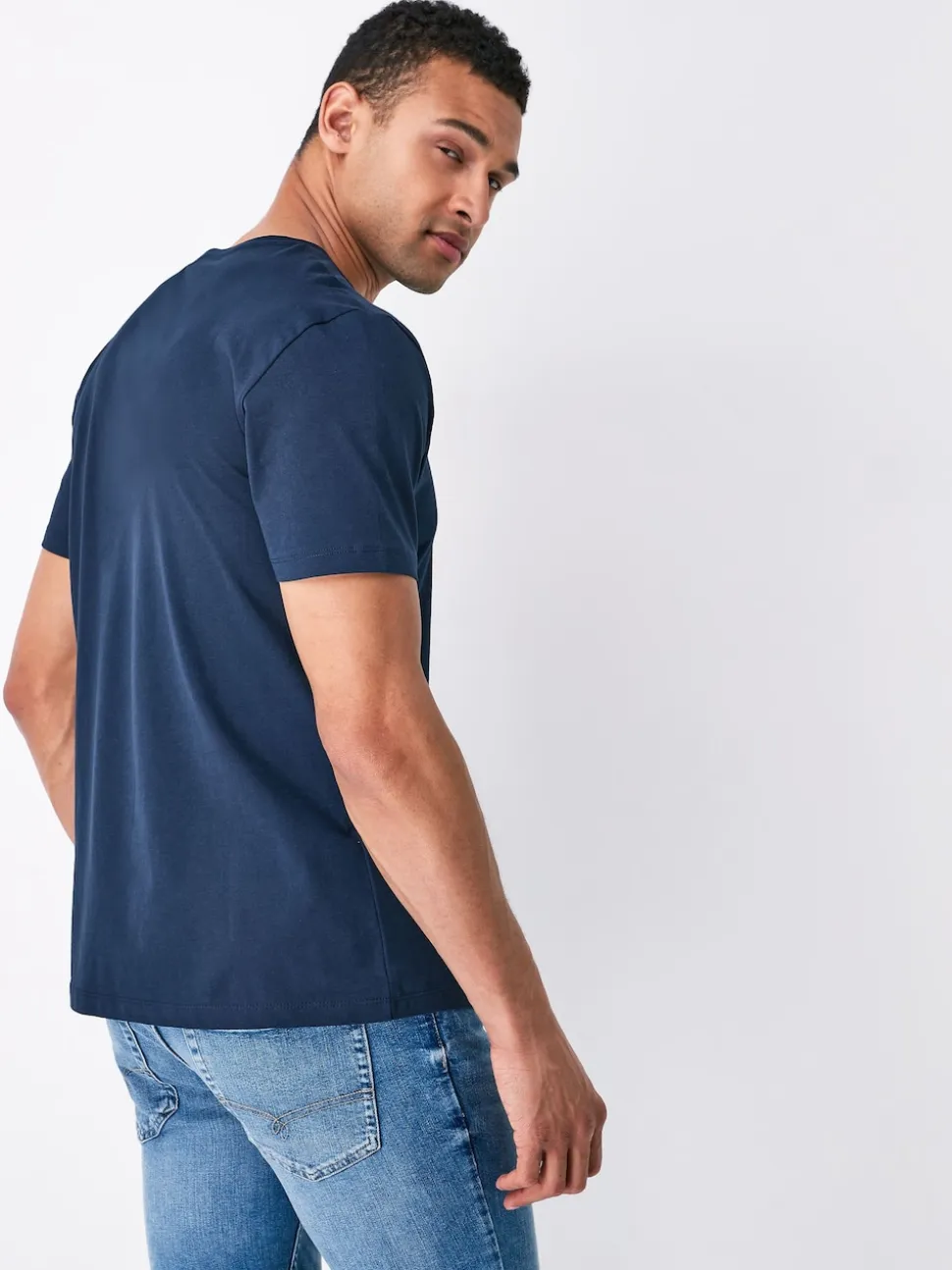 Navy Blue Regular Fit Stag T-Shirt