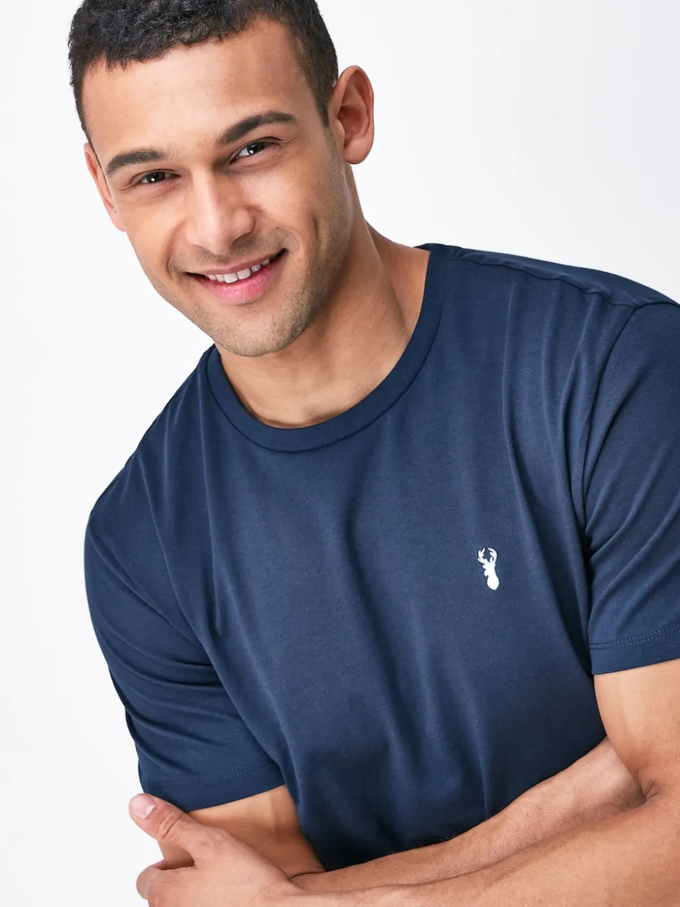 Navy Blue Regular Fit Stag T-Shirt