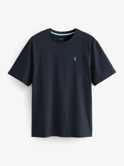 Navy Blue Regular Fit Stag T-Shirt