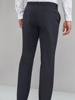 Navy Blue Regular Fit Stretch Smart Trousers