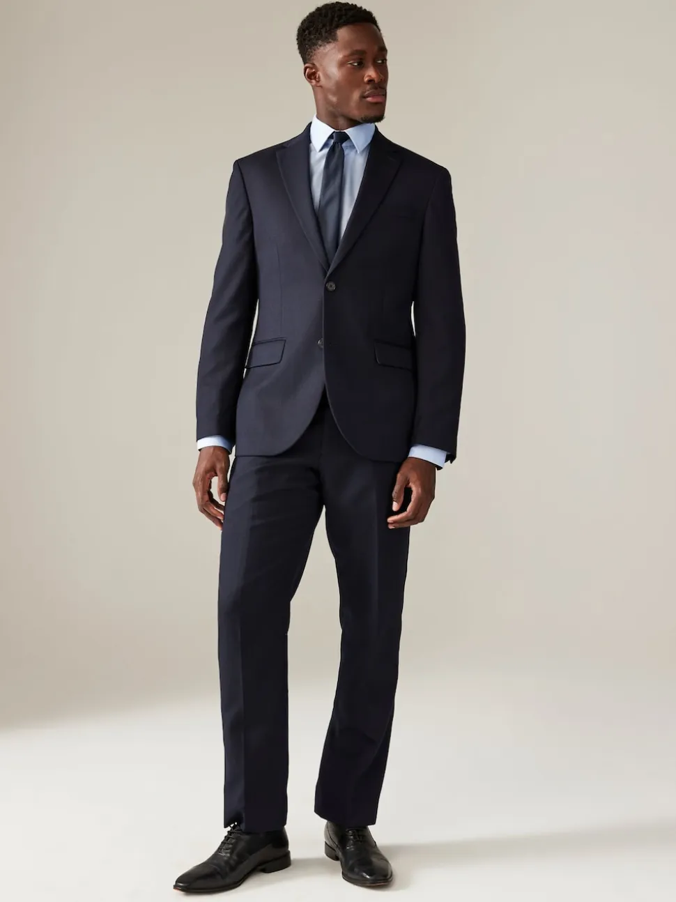 Navy Blue Regular Fit Textured Suit Jacket