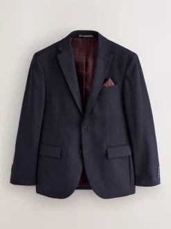 Navy Blue Regular Fit Textured Suit Jacket