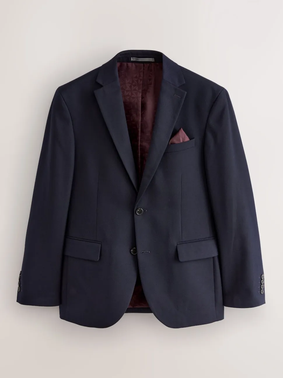Navy Blue Regular Fit Textured Suit Jacket