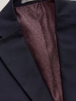 Navy Blue Regular Fit Textured Suit Jacket