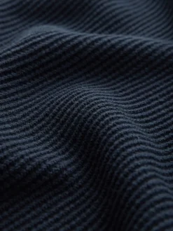 Navy Blue Regular Fit Textured Oxford Mock Shirt Jumper