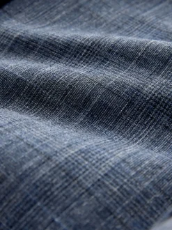 Navy Blue Regular Fit Trimmed Check Suit Jacket