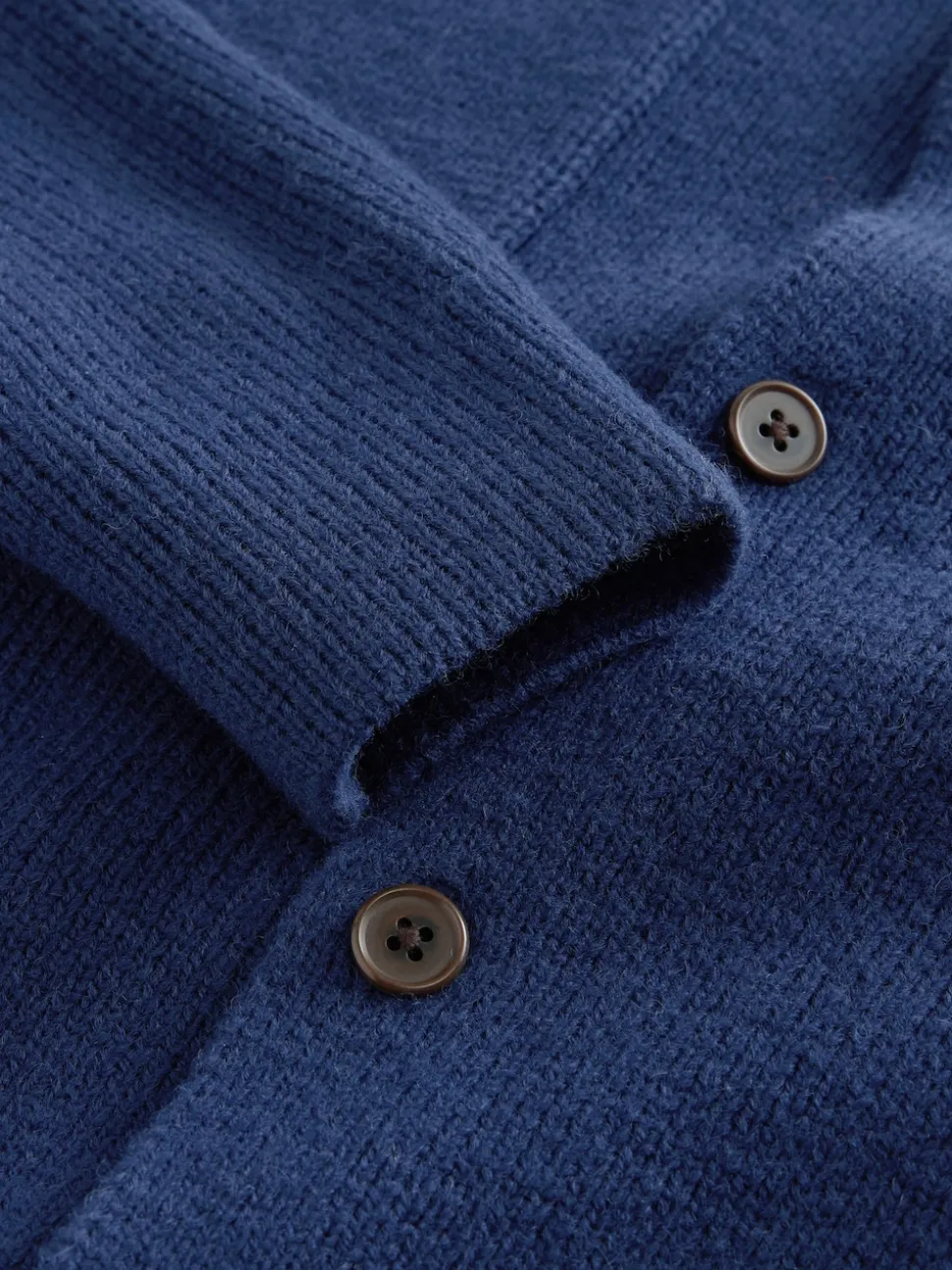 Navy Blue Regular Fit Twin Pocket Collared Cardigan with Wool