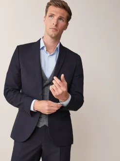 Navy Blue Regular Fit Two Button Suit Jacket