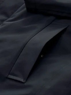 Navy Blue Regular Fit Waterproof Trench Coat
