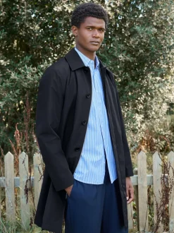 Navy Blue Regular Fit Waterproof Trench Coat