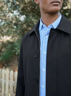 Navy Blue Regular Fit Waterproof Trench Coat