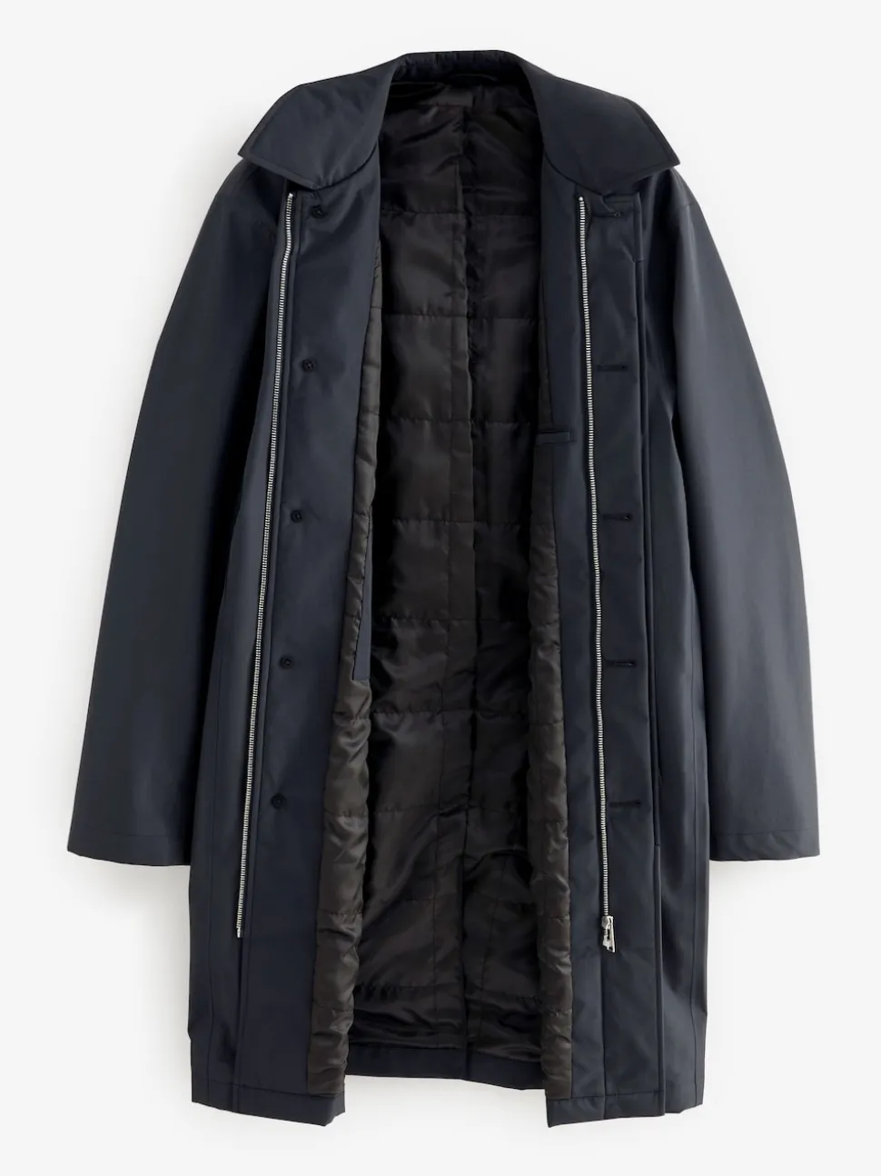 Navy Blue Regular Fit Waterproof Trench Coat