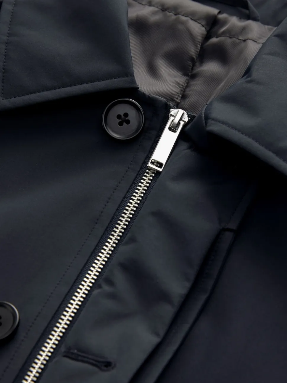 Navy Blue Regular Fit Waterproof Trench Coat