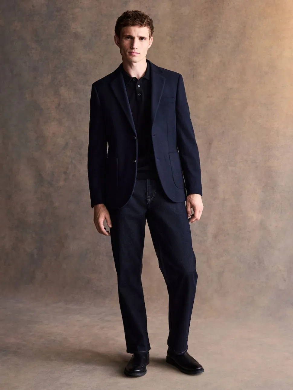 Navy Blue Regular Fit Wool Rich Soft Touch Blazer