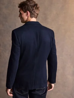 Navy Blue Regular Fit Wool Rich Soft Touch Blazer
