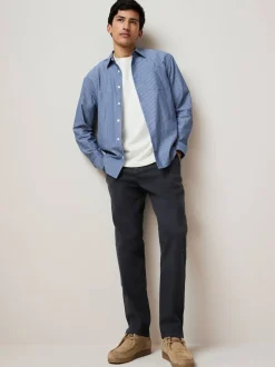 Navy Blue Regular Tapered Fit Stretch Chinos Trousers