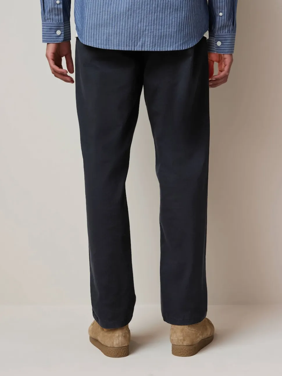 Navy Blue Regular Tapered Fit Stretch Chinos Trousers