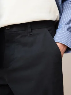 Navy Blue Regular Tapered Fit Stretch Chinos Trousers