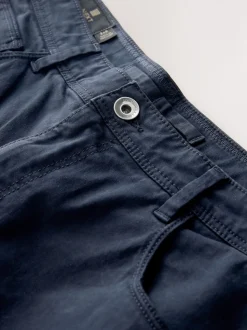 Navy Blue Regular Tapered Fit 5 Pocket Soft Touch Trousers