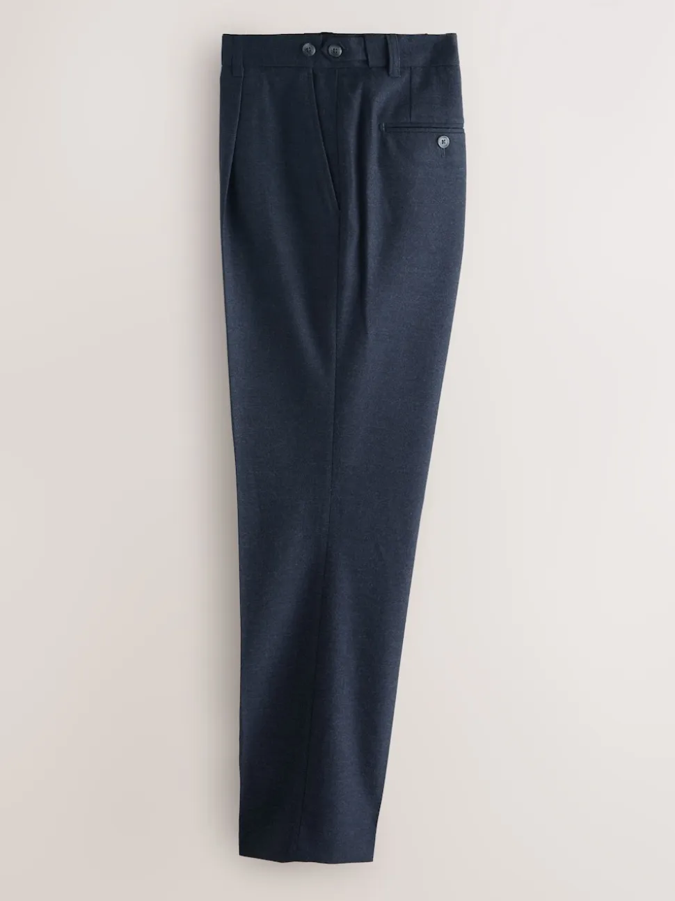 Navy Blue Regular Tapered Fit Smart Textured Soft Touch Trousers