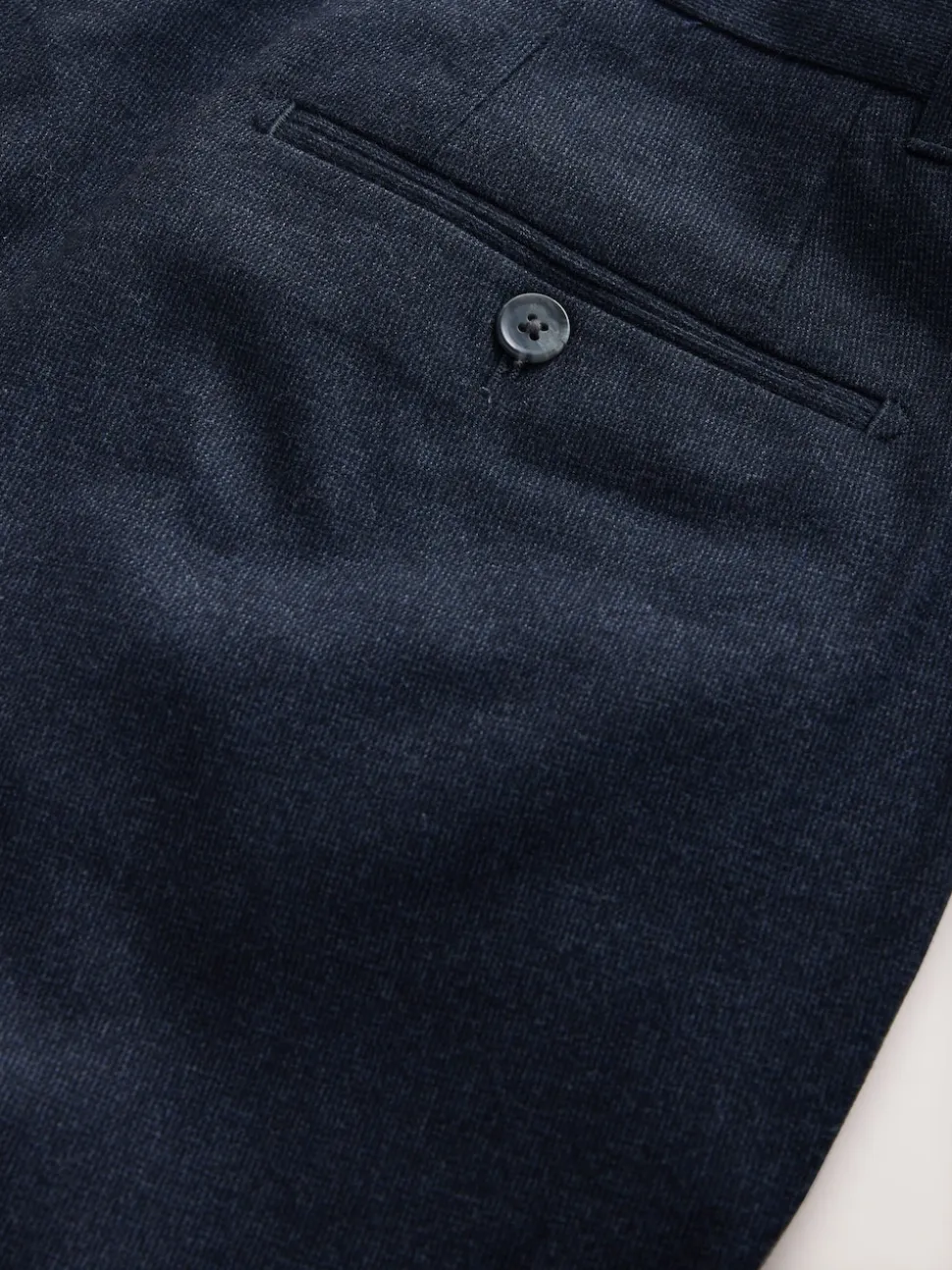 Navy Blue Regular Tapered Fit Smart Textured Soft Touch Trousers