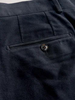 Navy Blue Relaxed Fit Cotton Suit Trousers