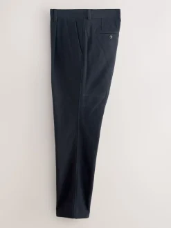 Navy Blue Relaxed Fit Cotton Suit Trousers