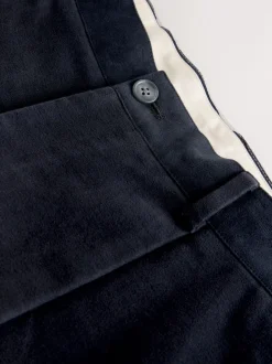 Navy Blue Relaxed Fit Cotton Suit Trousers
